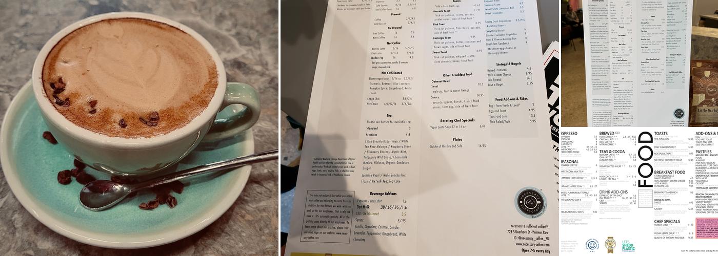 necessary & sufficient coffee - Printers Row Menu