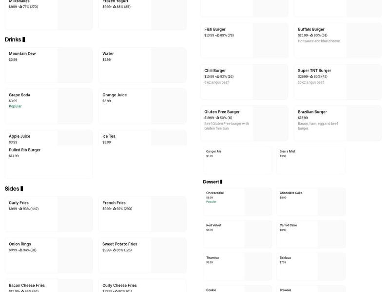 The Burger Room Menu