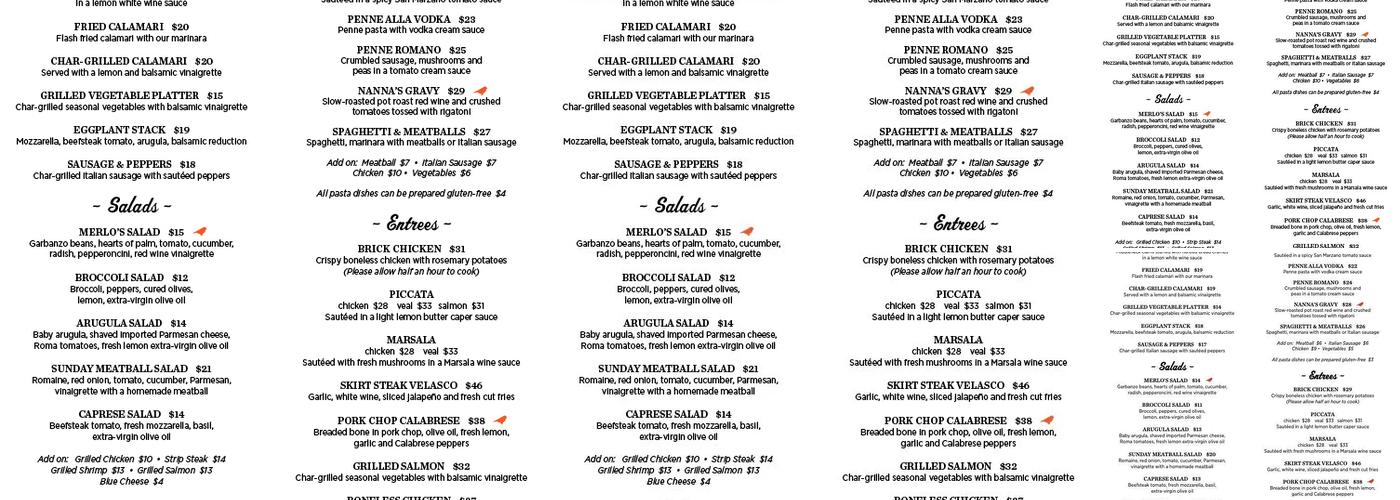 Merlo's Menu