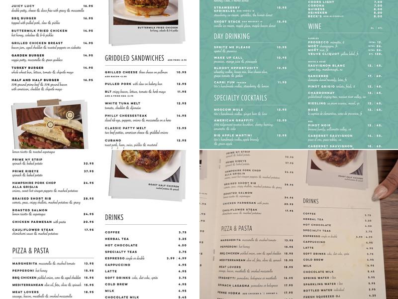 Around the Clock Diner Menu