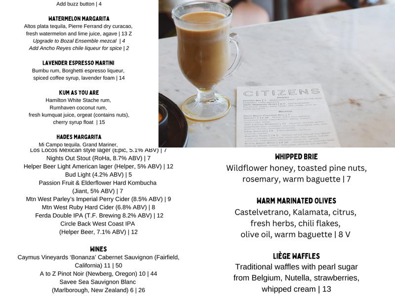Citizens Cocktails & Kitchen Menu