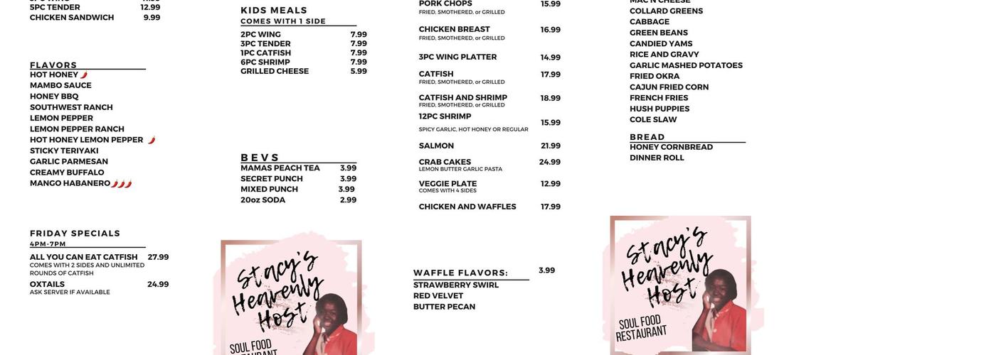 Stacy’s Heavenly Host Menu