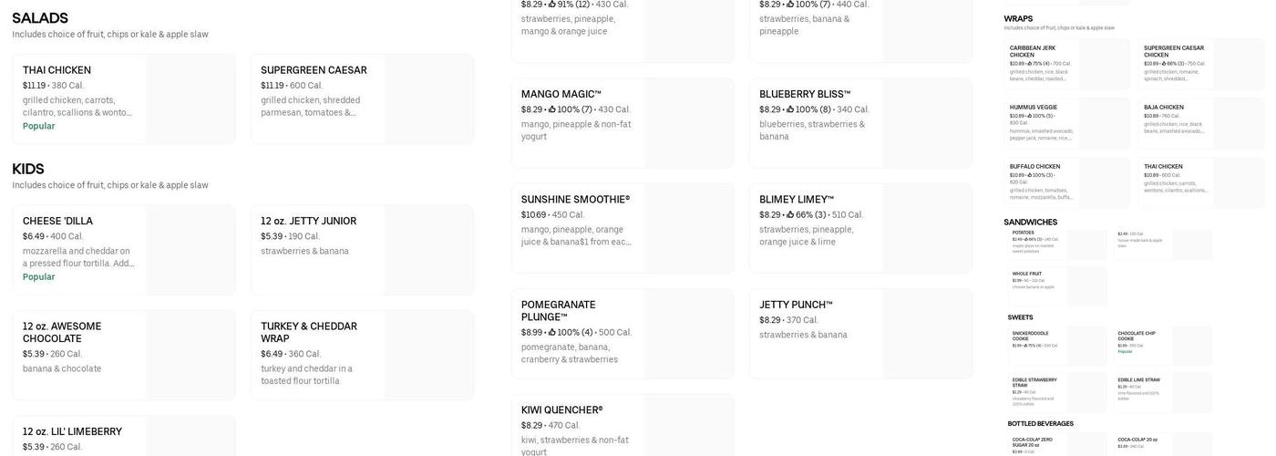 Tropical Smoothie Cafe Menu