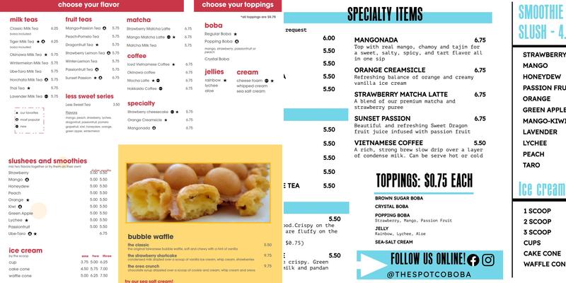 The Spot Co Menu