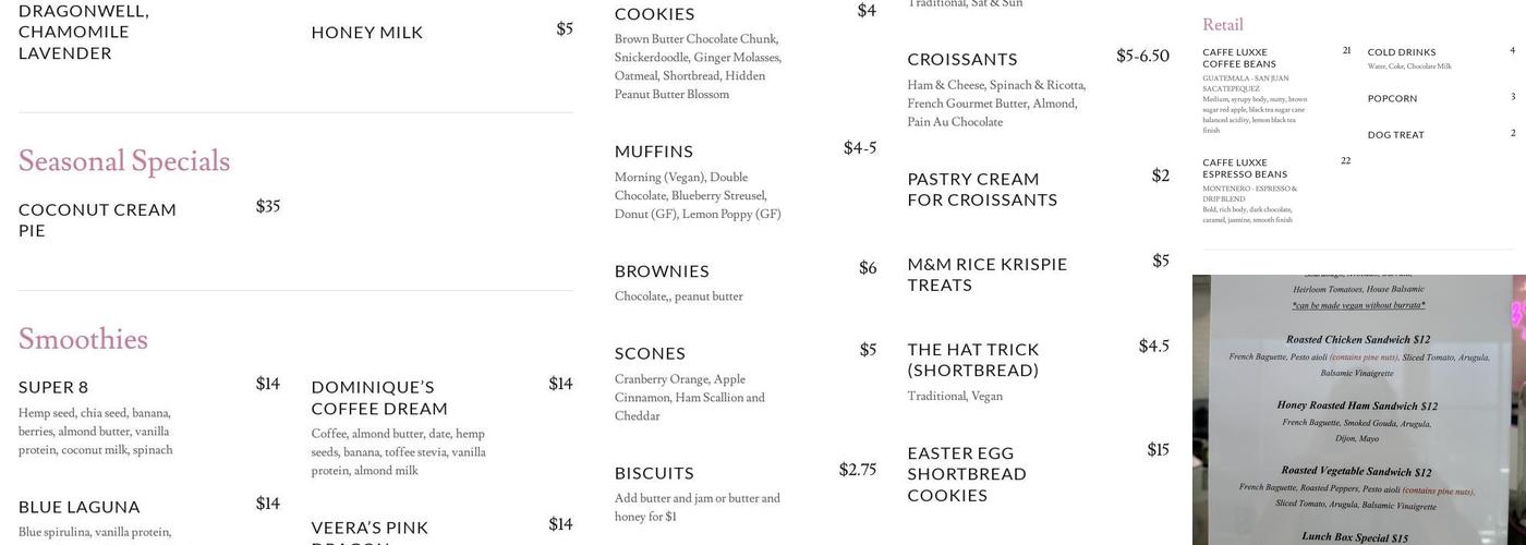 the b8kery by Selanne's Menu