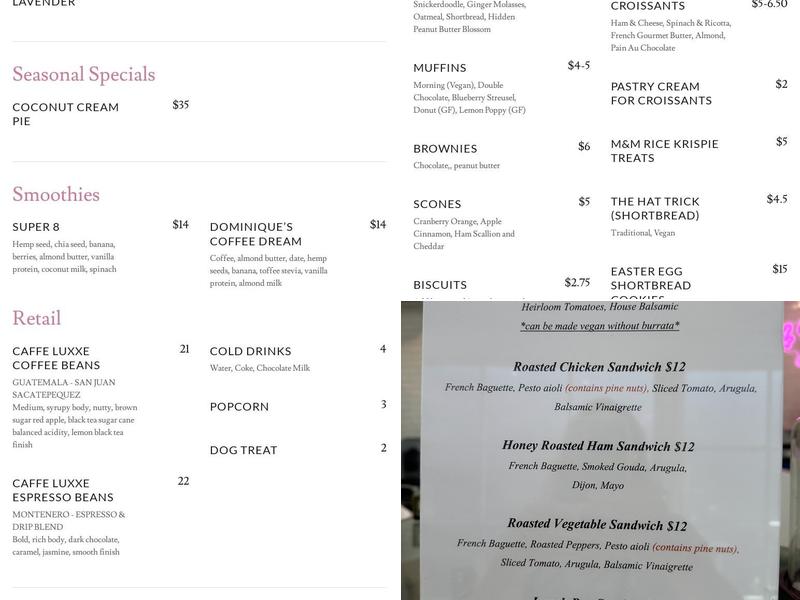 the b8kery by Selanne's Menu