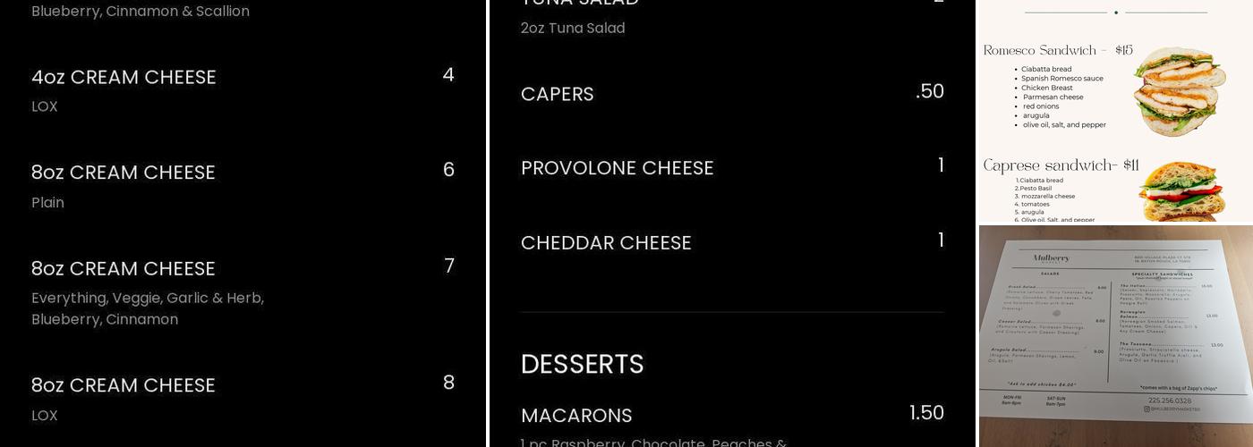 Mulberry Market Menu