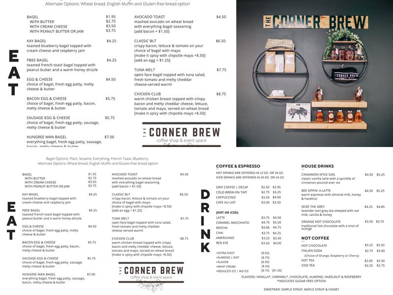The Corner Brew Menu
