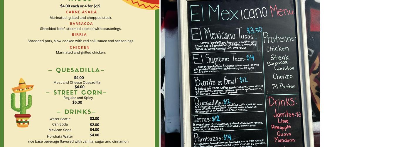 El Mexicano Taco Truck Menu