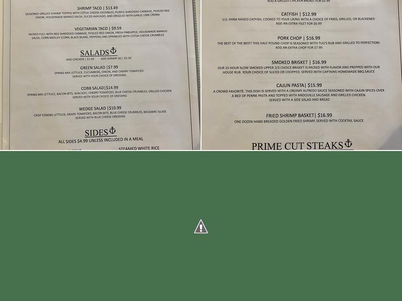 Captain's Menu
