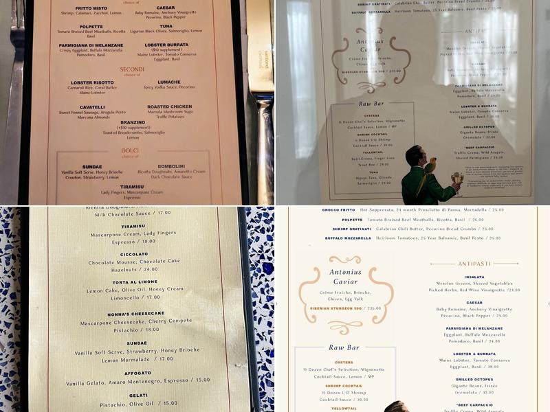 Mirabella Coastal Italian By Michael White Menu