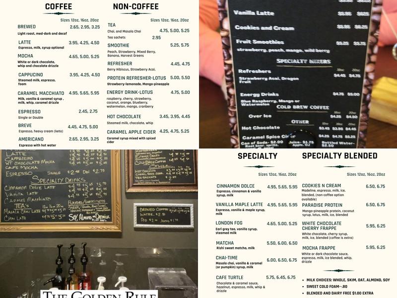 The Golden Rule Coffee House Menu
