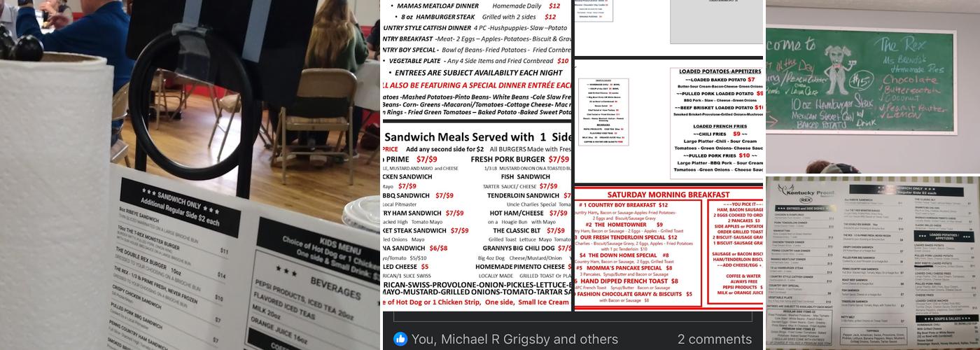 The Rex Family Restaurant Menu