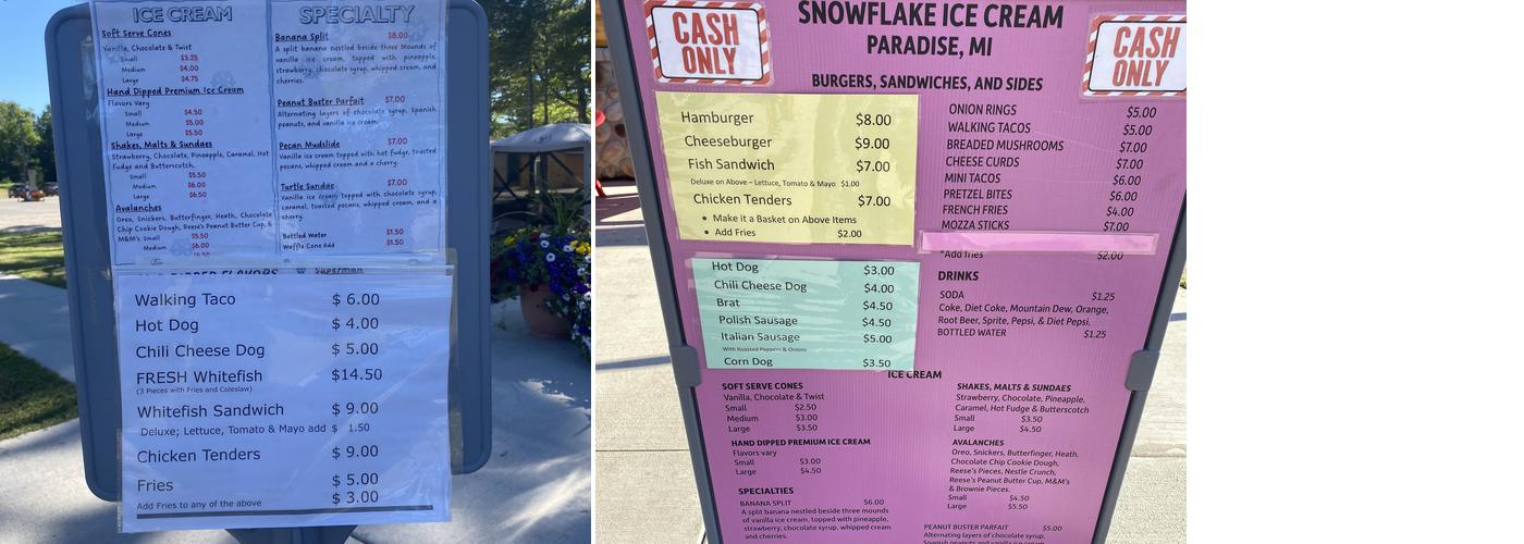 Snowflake Menu