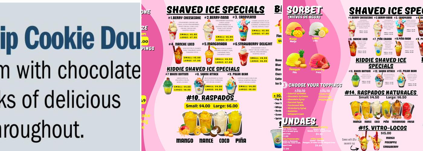 The Parad-Ice Menu