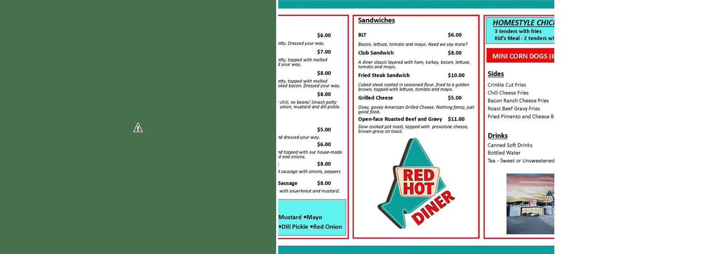 Red Hot Diner Menu