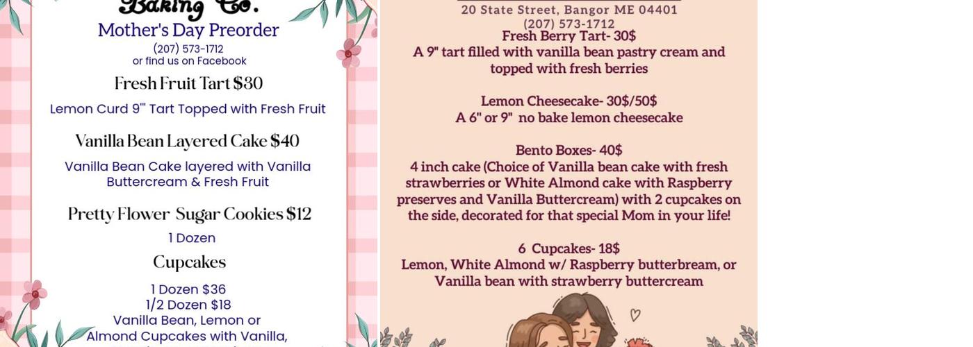 SugarRay Baking Co. Menu