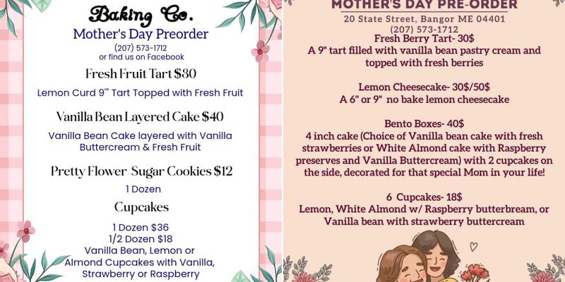 SugarRay Baking Co. Menu