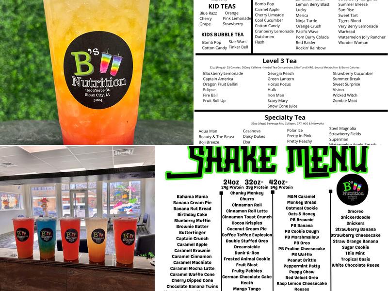 B’s Nutriton Menu