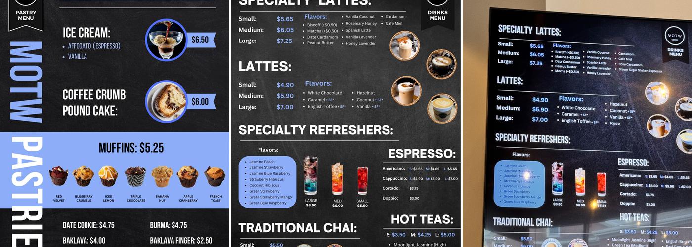 MOTW Coffee and Pastries Menu