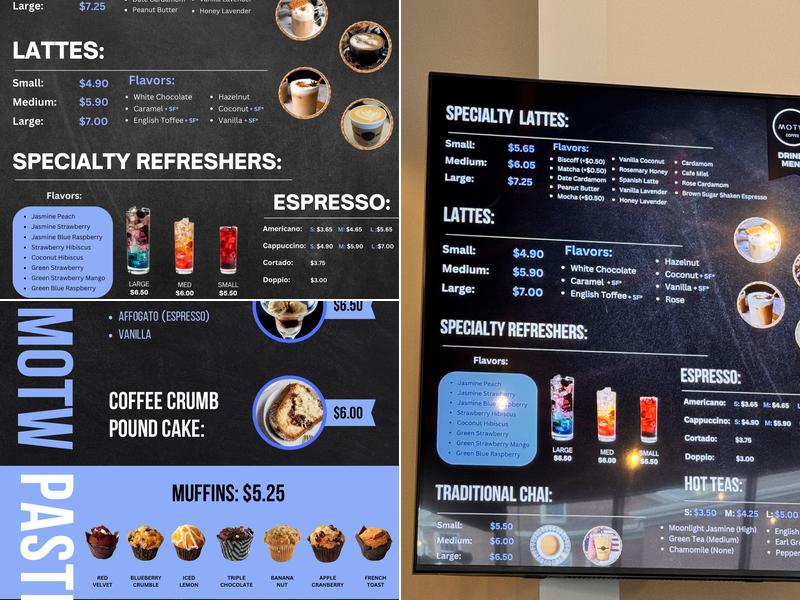 MOTW Coffee and Pastries Menu