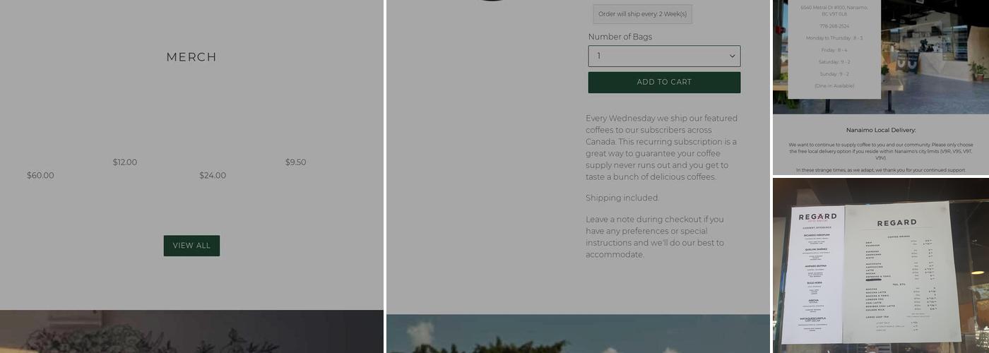 Regard Coffee Roasters Menu