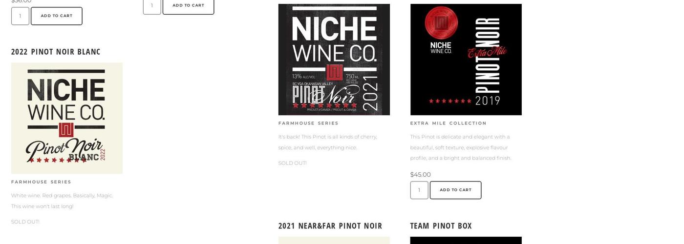 Niche Wine Company Menu