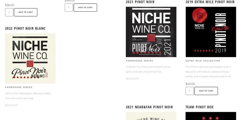 Niche Wine Company Menu