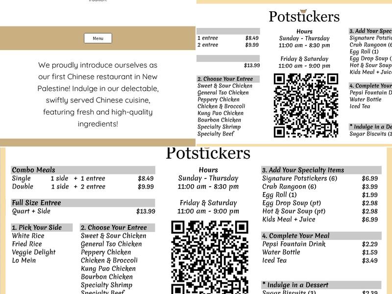 Potstickers Menu