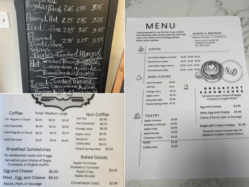 Baked & Brewed Menu