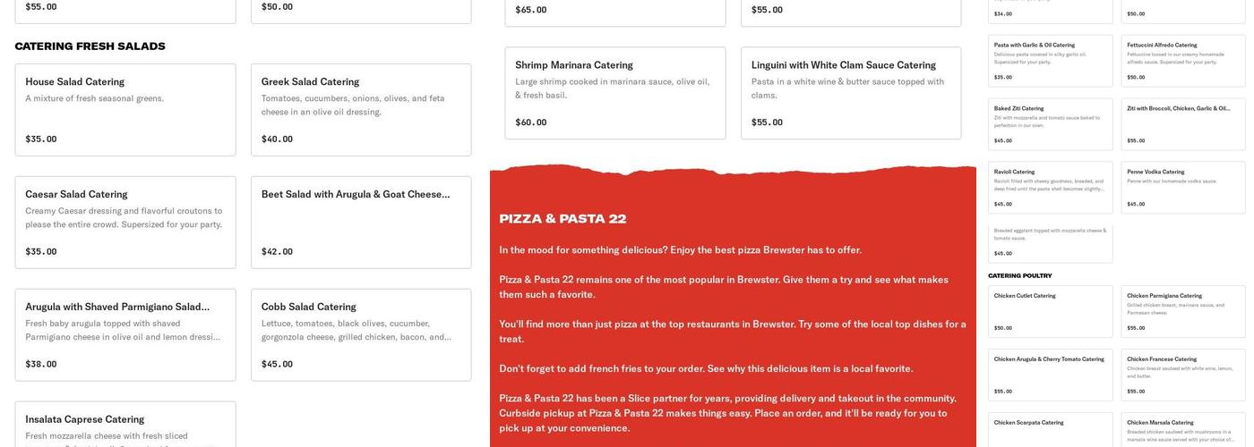 Pizza & Pasta 22 Menu