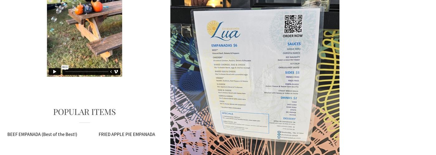 EMPANADA LUA Menu