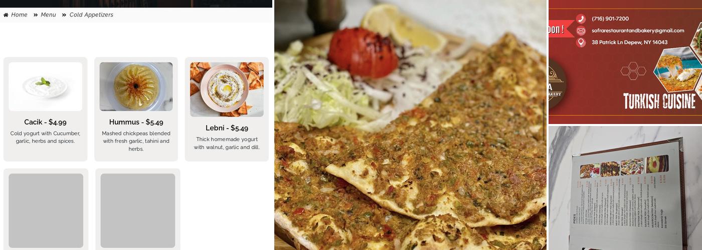 Sofra Restaurant and Bakery Menu