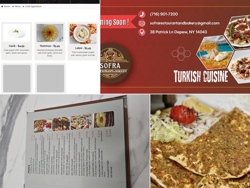 Sofra Restaurant and Bakery Menu