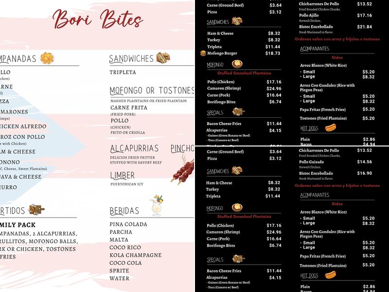 Bori Bites (Food Truck) Menu