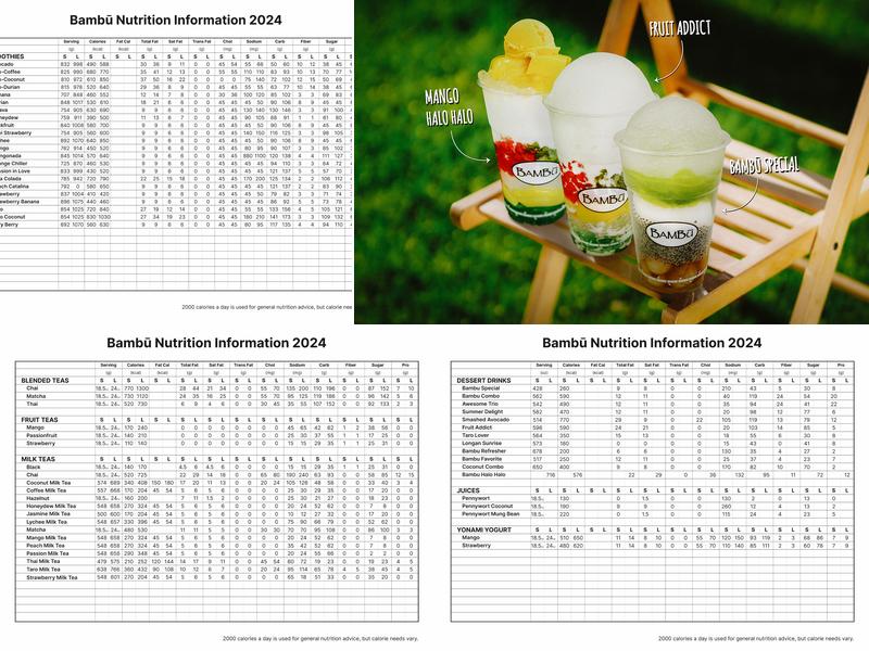 Bambu Desserts & Drinks Menu