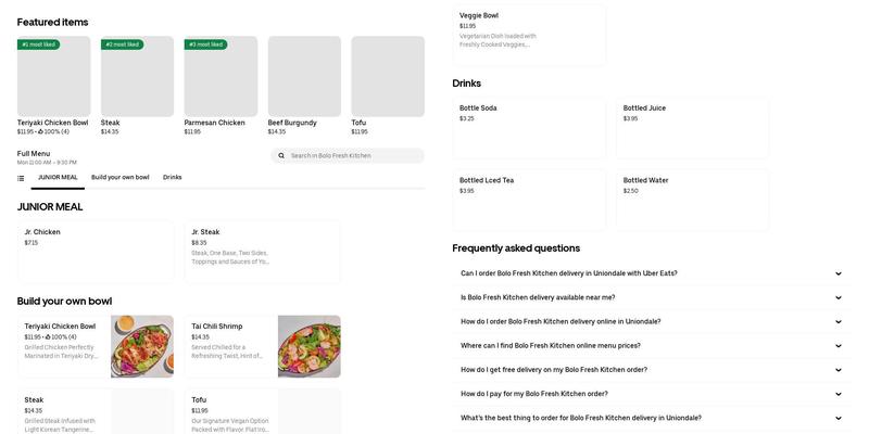 Bolo fresh kitchen Menu