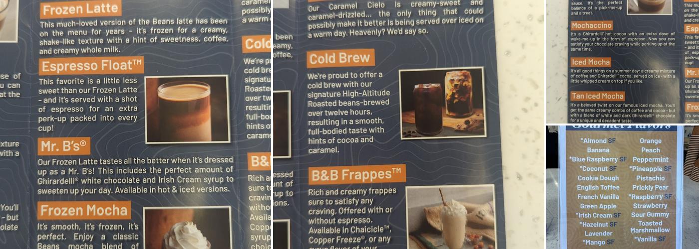 Beans & Brews Coffeehouse Menu