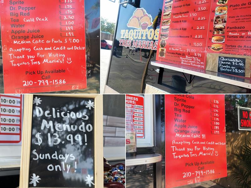 Taquitos Tres Maria's Menu