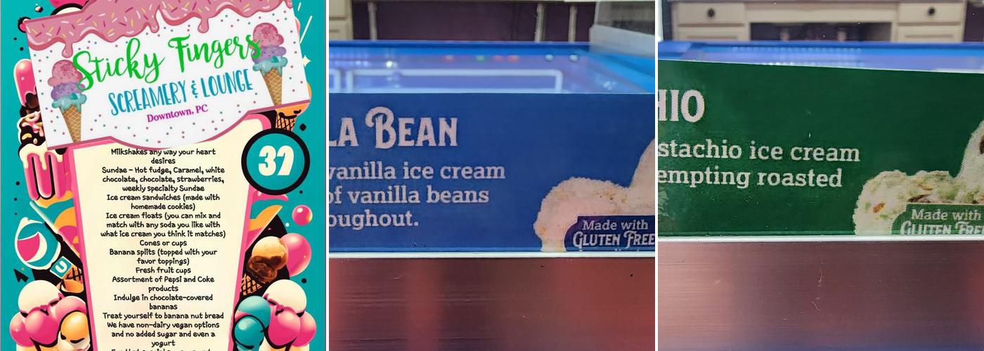 Sticky Fingers Screamery and Lounge Menu