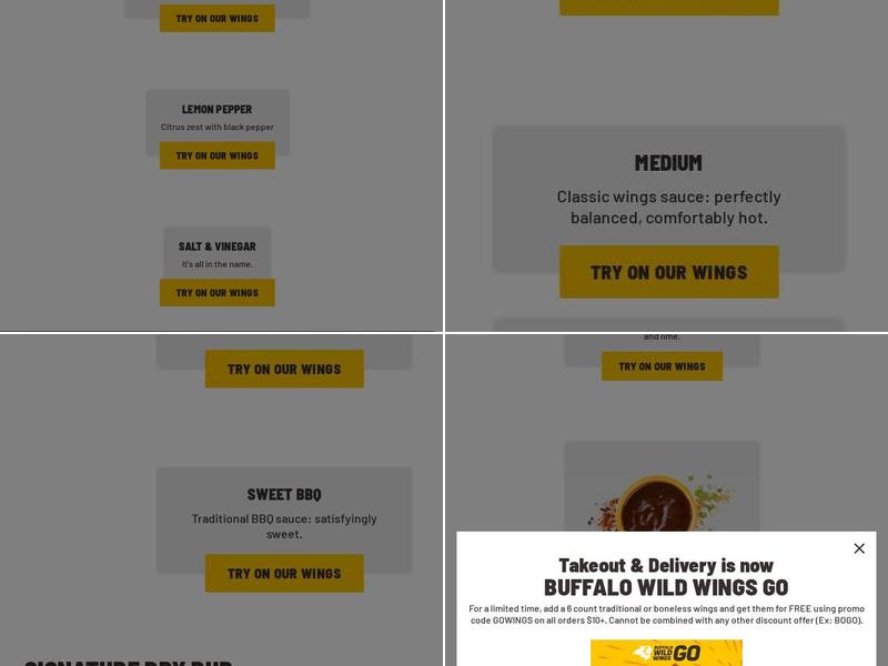 Buffalo Wild Wings 'GO' Menu
