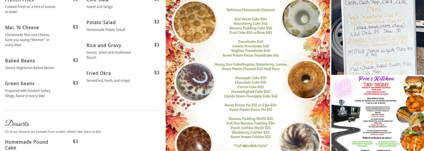 Procs Kitchen Menu