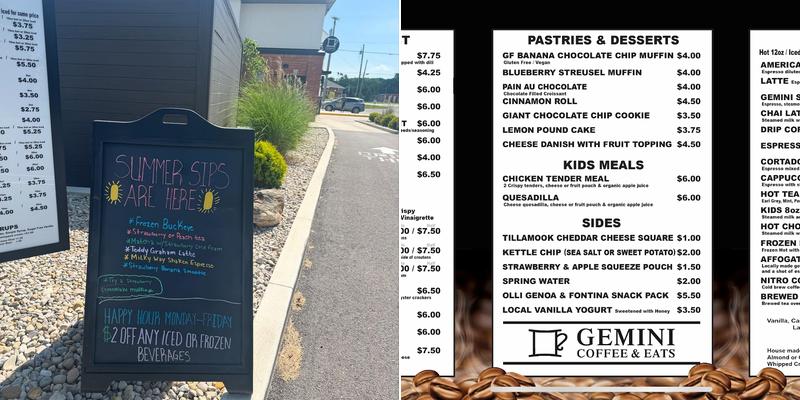 Gemini Coffee & Eats Menu