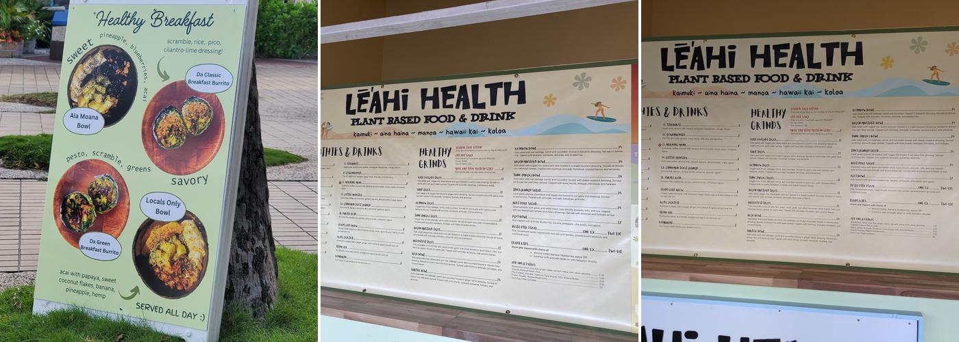 Leahi Health Hawaii Kai Menu