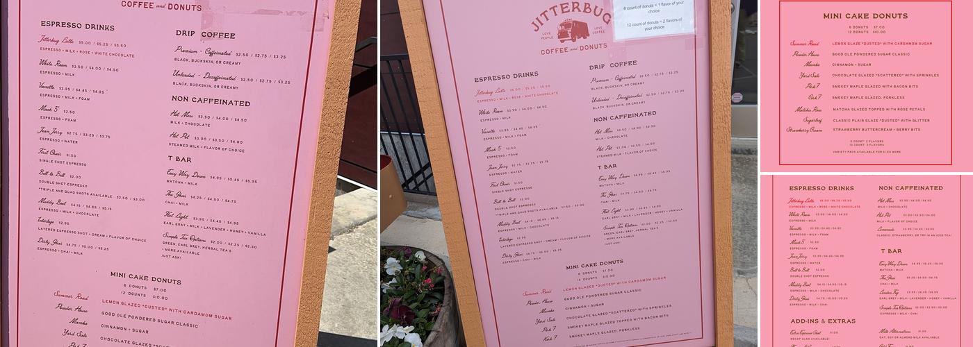 Jitterbug Coffee & Donuts Menu