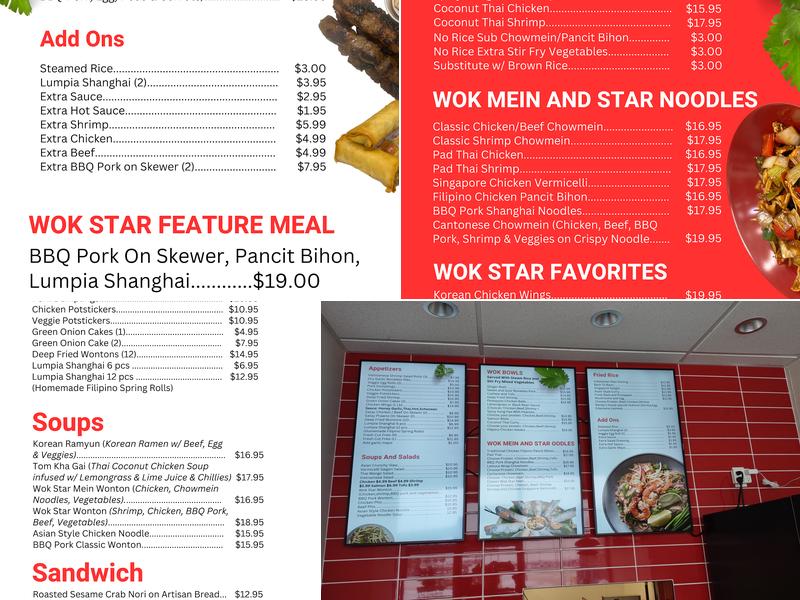 Wok Star Takeout Restaurant Menu