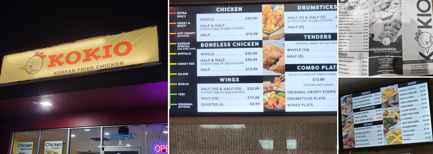 Kokio Korean Fried Chicken Menu