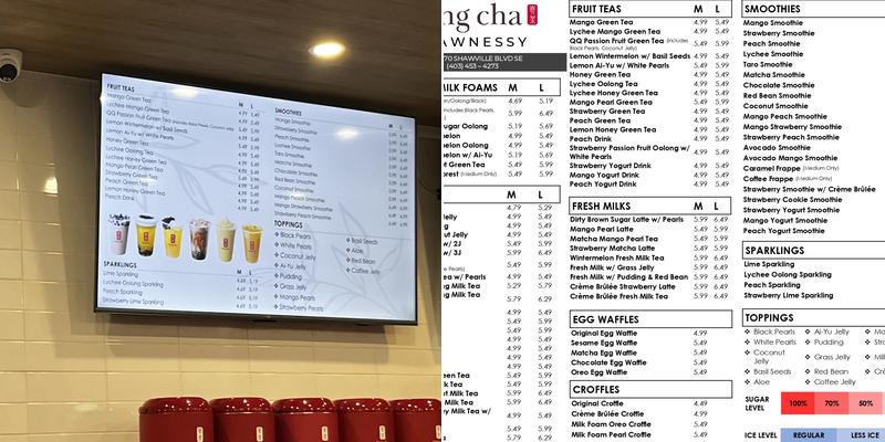 Gong Cha Shawnessy Menu