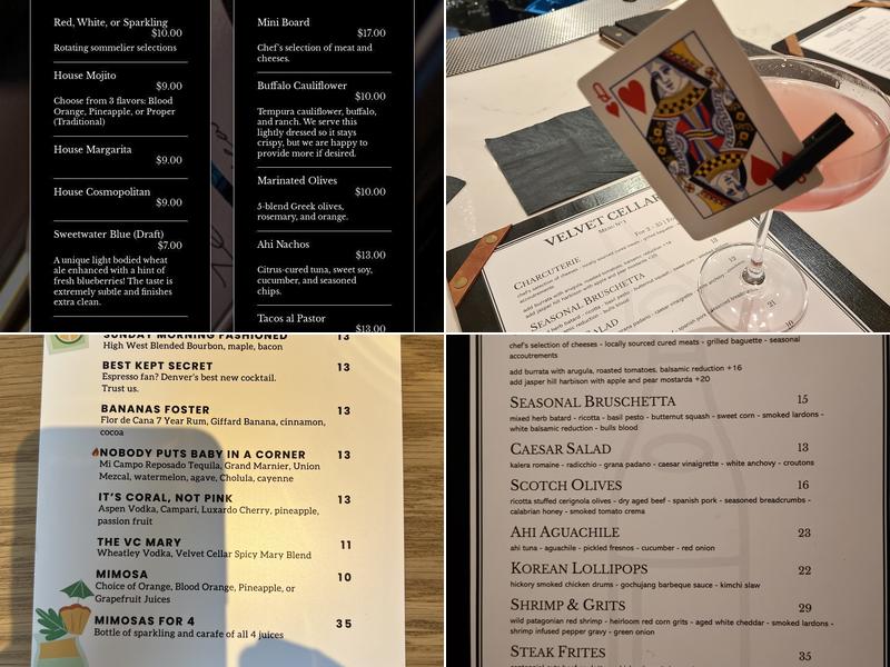 The Velvet Cellar Menu