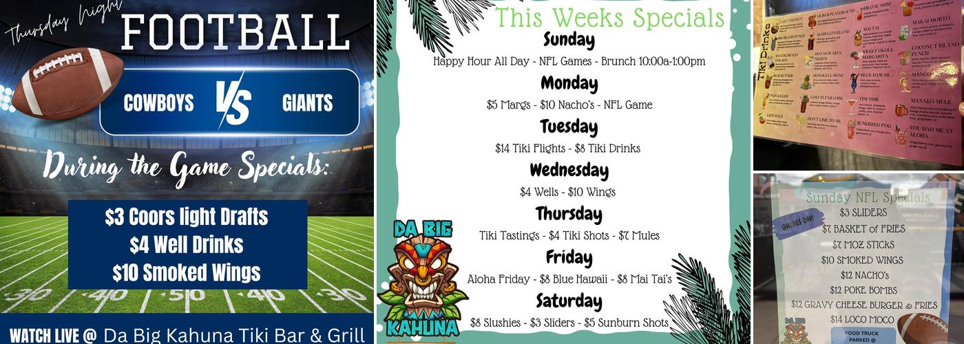 Da Big Kahuna Tiki Bar & Grill Menu